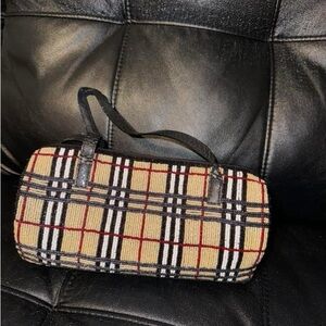 Plaid Handbag with Black Accents